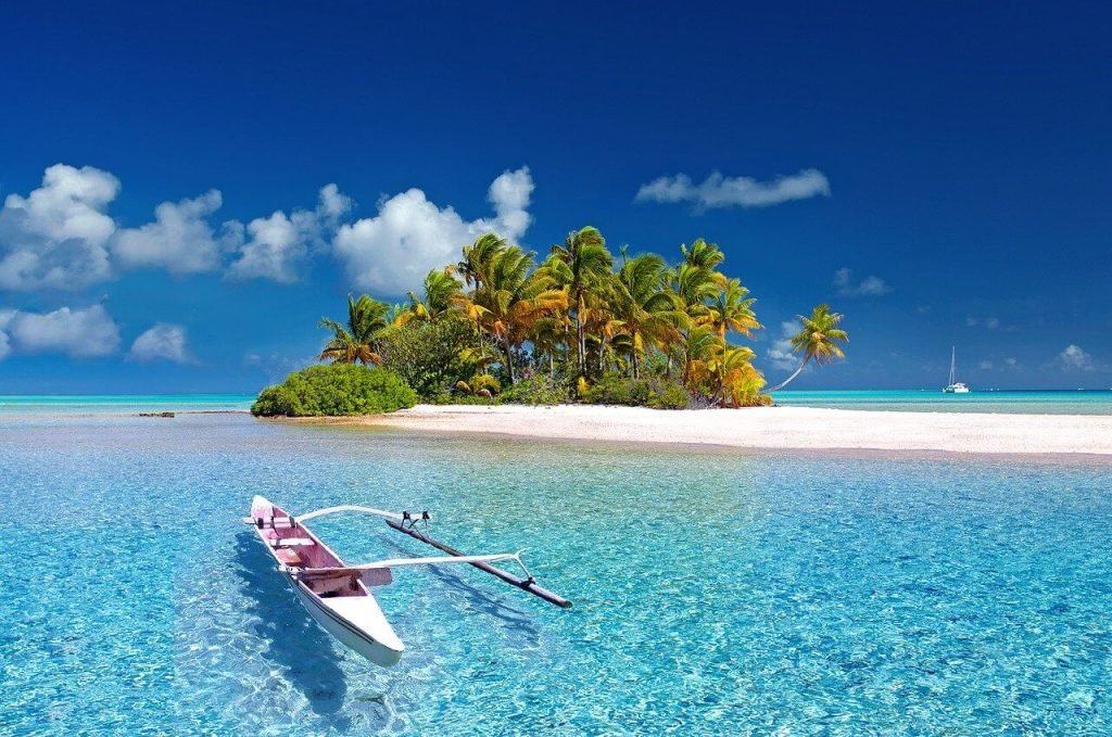 canoe on tropical water